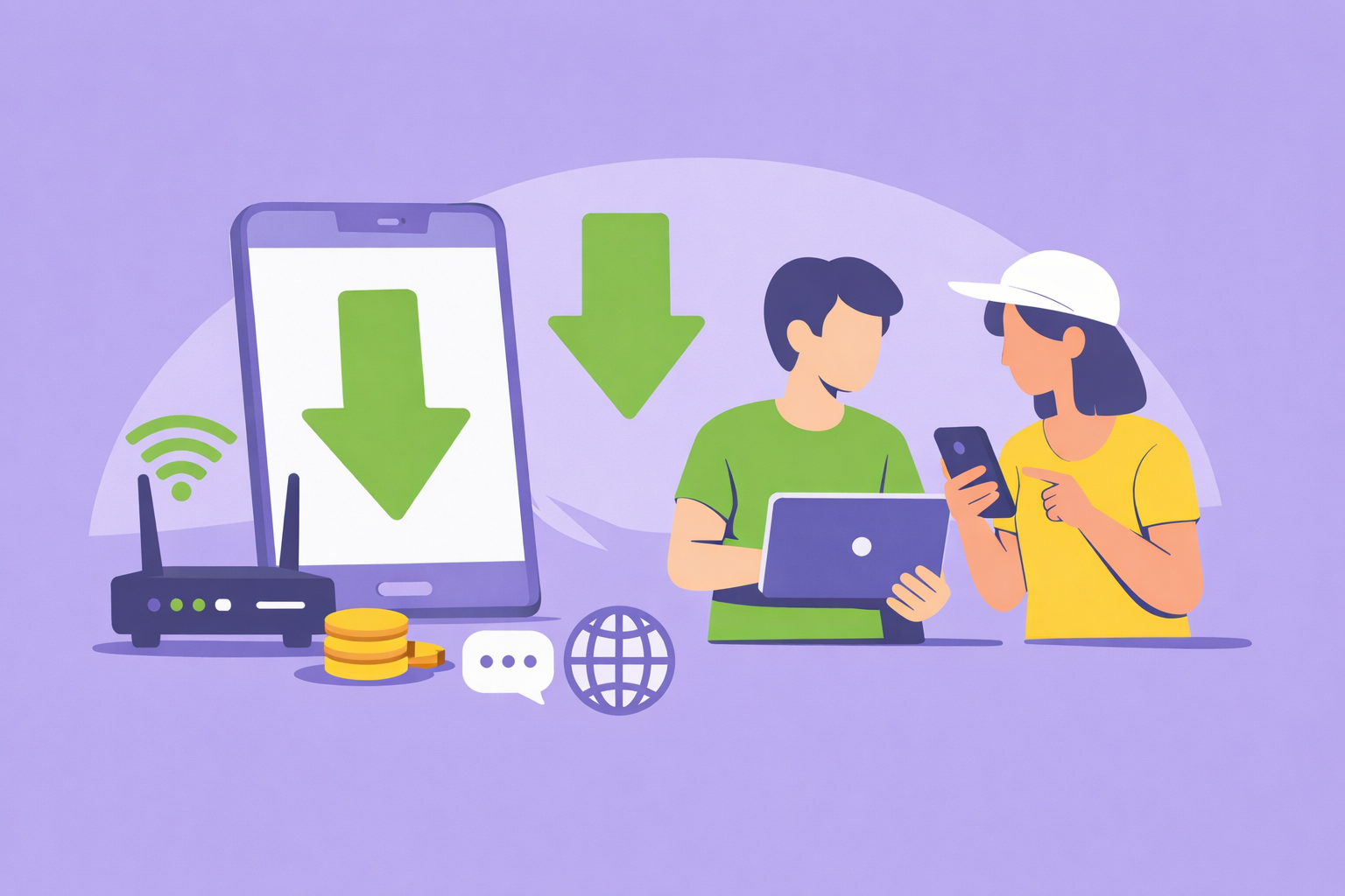Ilustración de ahorro en internet y móvil